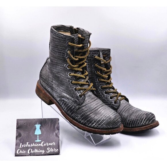 Freebird Women's Gray Textured Leather Manchester Lace-Up Combat Boots Sz 9 2871 - Picture 12 of 16